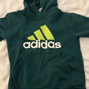 adidas Deep Green Kids Hoodie with Lime Logo